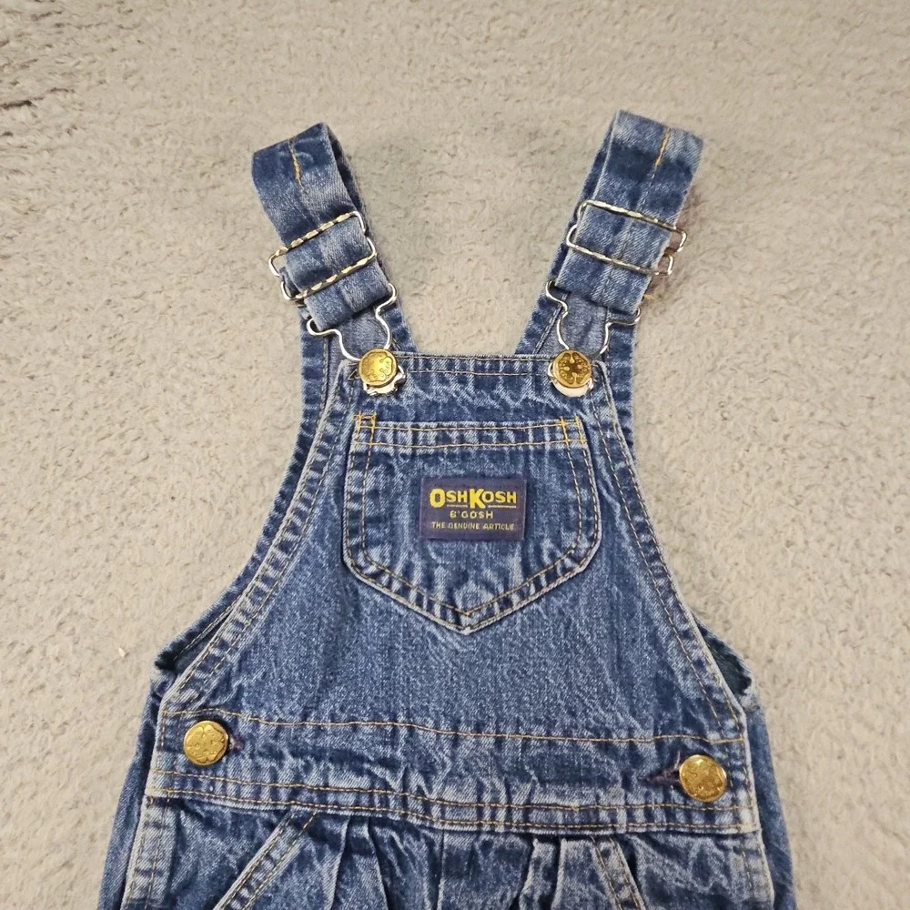 VTG OshKosh Bgosh Vestbak Denim Overalls 3T Blue Made in USA 80s 90s Bibs